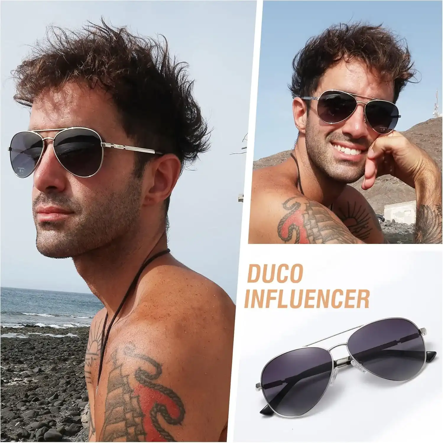 DUCO Aviator mirrored sunglasses image 3