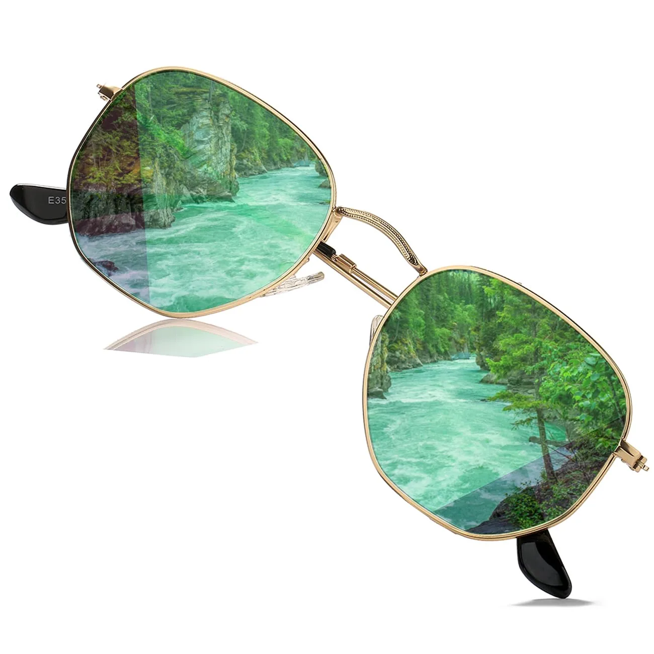 Joopin Vintage hexagonal sunglasses image 2